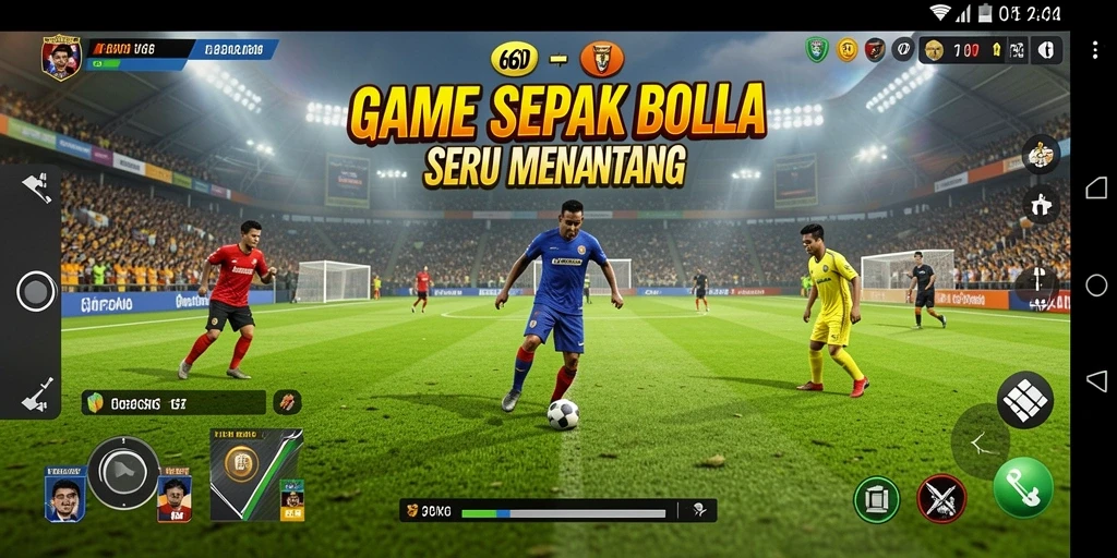 Screenshot gameplay 66D menampilkan aksi pertandingan sepak bola yang mendebarkan.