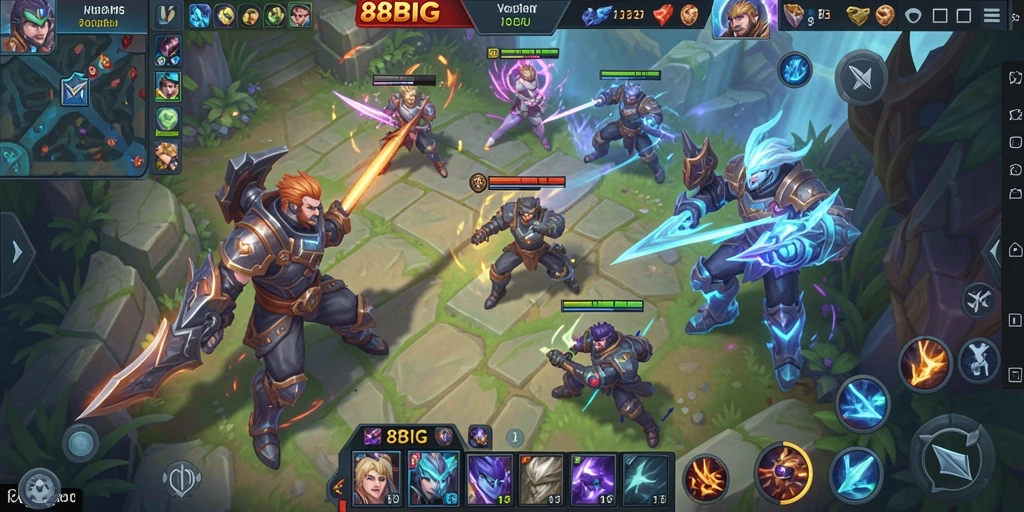 Tampilan gameplay epik di 88BIG, penuh aksi dan strategi MOBA.