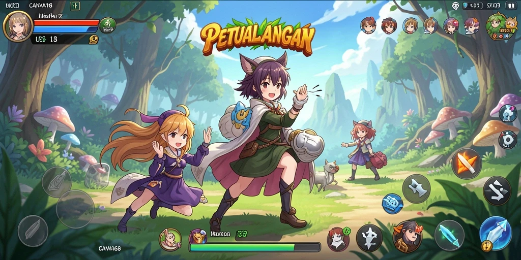 Gameplay seru di dunia anime yang penuh warna.