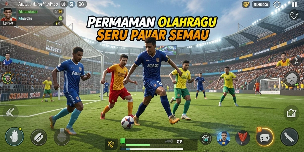 Tampilan gameplay seru IDRRP dengan variasi olahraga.