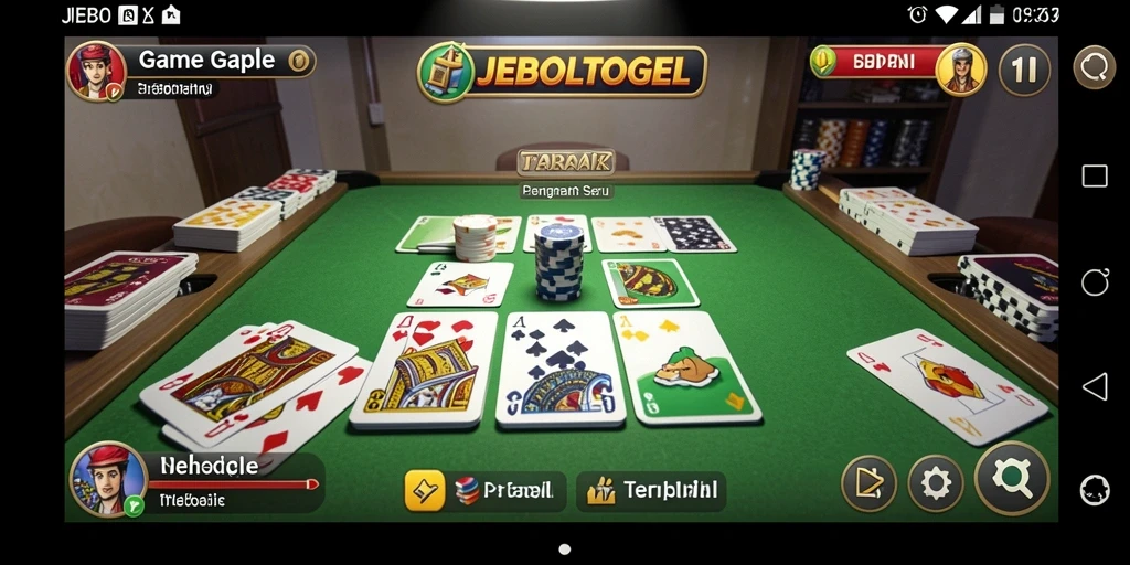 Tampilan gameplay seru JEBOLTOGEL pada permainan Gaple.