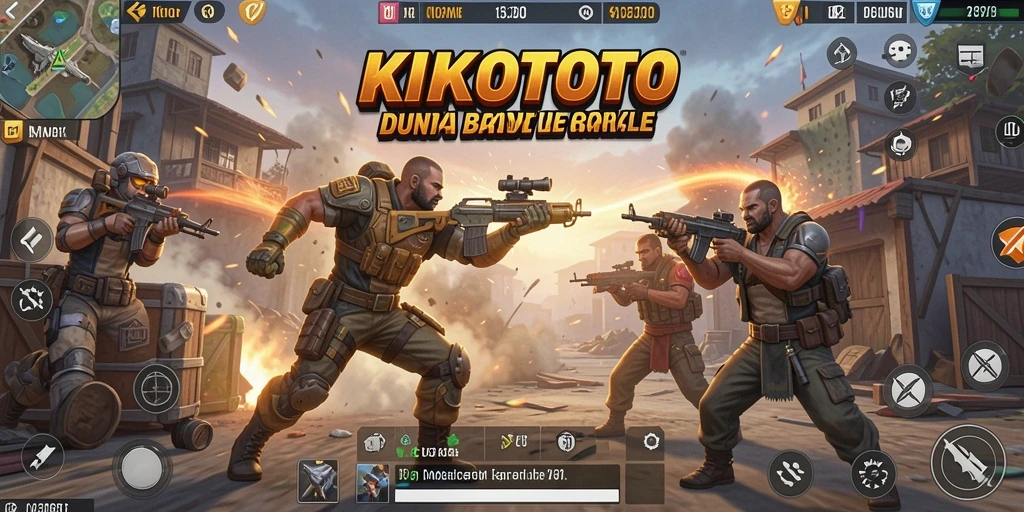 Tangkapan layar KIKOTOTO menampilkan aksi seru dalam pertempuran Battle Royale.