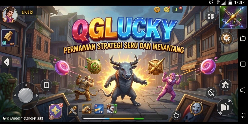 Tampilan gameplay QGLUCKY dengan pertempuran strategi yang mendebarkan.
