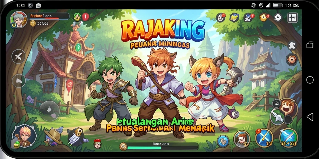 Tangkapan layar gameplay RAJAKING dengan karakter Anime yang menarik.