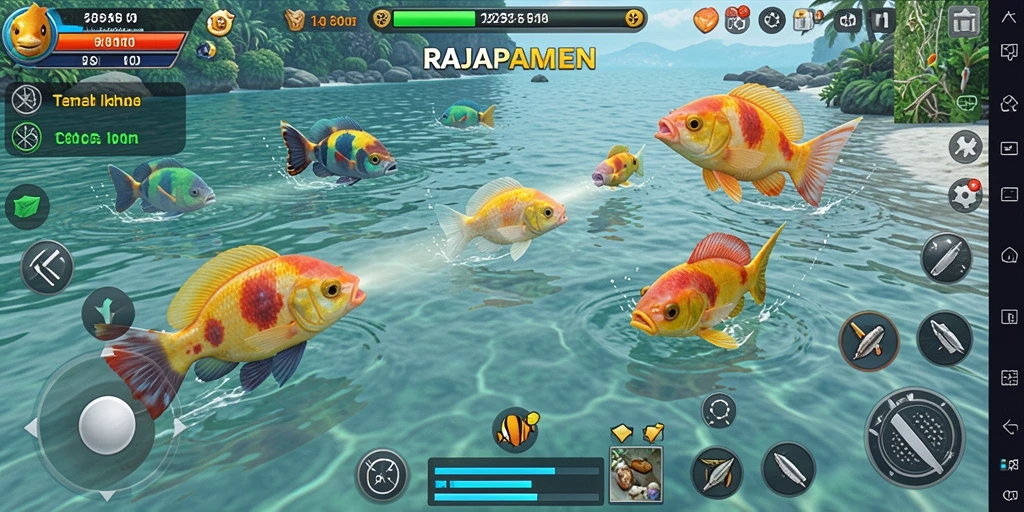 Tampilan screenshot RAJAPAMEN saat menembak ikan dengan grafis menakjubkan.